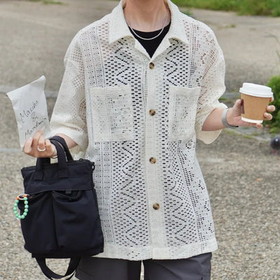 Lace half-sleeve shirt