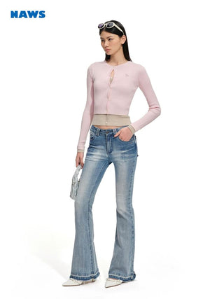 [NOTAWEAR] Lambswool Faux Two-piece  Cardigan