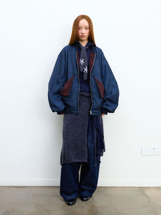 [NeverSeez] Raw Denim Wide-leg Jeans