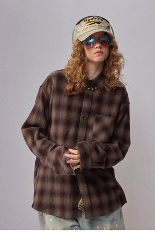 [Monterest] Oversized Yarn-Dyed Plaid Shirt