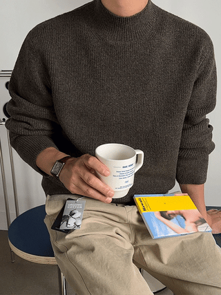 Fog Semi-Crop Hazzi Mock Turtleneck Knit