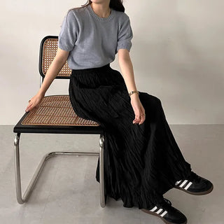 Wrinkle Round Long Skirt