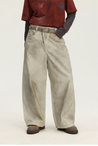 [Monterest] Washed Curved Seam Wide Leg Pants