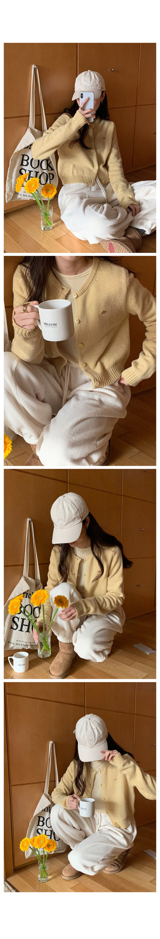 Cashmere round neck cardigan, 6 colors