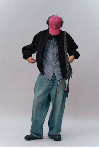 [Monterest] Wool Blend Stand Collar Harrington Jacket