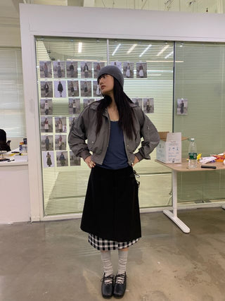 NEVERSEEZ Checkered Patchwork Skirt