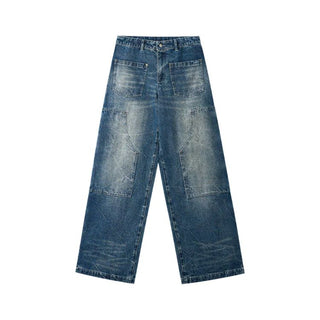 [NOTAWEAR] Washed Wide Leg Jeans with Side  Snap