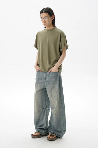 [MASONPRINCE] Washed Slub Denim Wide Leg Pants