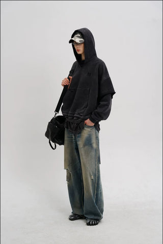 [MASONPRINCE] Washed Layered Long Tee / Hoodie
