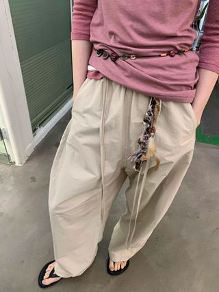 [NEVERSEEZ] Quick-Dry Wide Leg Parachute Pants