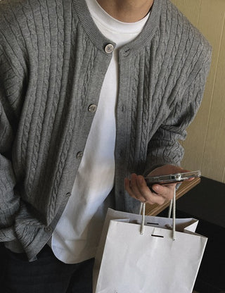 Labo Washable Cable Round Cardigan (9 colors, M~L)