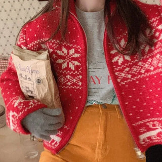 Snowflake Knit Zip-Up