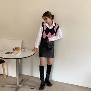 Leather mini skirt