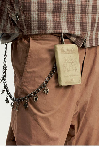 [Monterest] PU Leather Tri-Fold Passport Wallet with Chain
