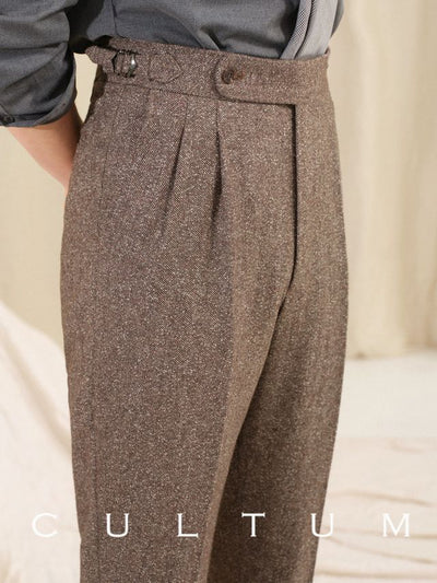 [CULTUM] Neapolitan Double Pleat Wool Blend Trousers