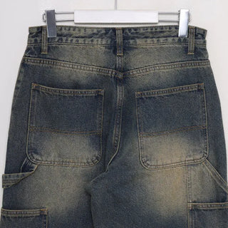 Wide Wash Carpenter Denim Pants