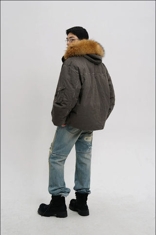 [MASONPRINCE] Fur-Collar Padded Parka Jacket