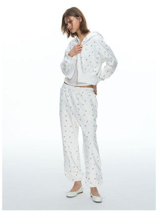 [NECY] Mimora Allover Print Hoodie Jacket & Sweatpants Set
