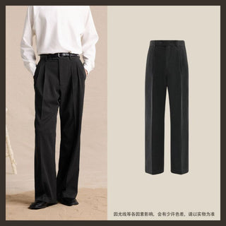 [CULTUM] Wool Blend Tapered Wide Leg Trousers