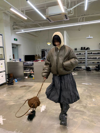 [NEVERSEEZ] Cropped Puffer Down Jacket