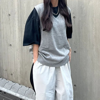 Oversized V-neck vest