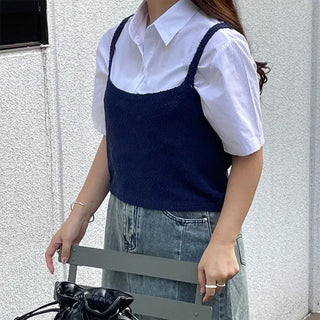 Cotton color short-sleeved shirt