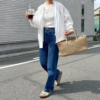 rectangle straw tote bag