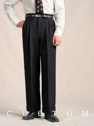 [CULTUM] 1930s Wool Twill Double Pleat Trousers