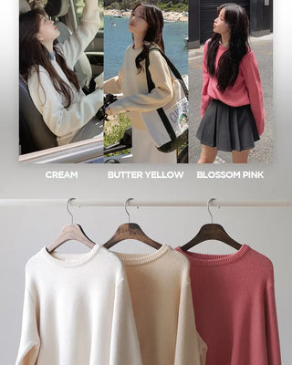 (round neck/v-neck) Soft round knit - 9 colors