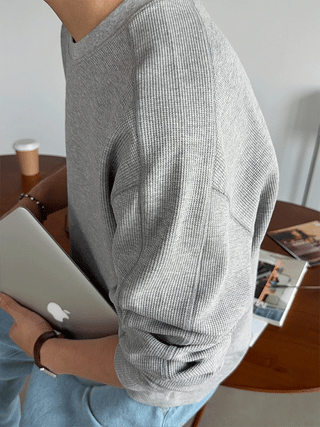 Berry Waffle Semi-Crop Long Sleeve T-shirt
