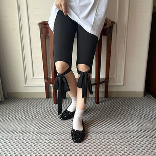 Ribbon biker shorts