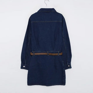 Belted denim dress