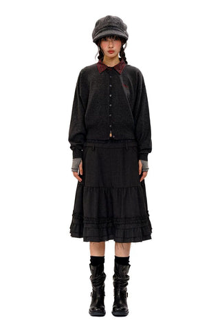 [Moromoro2] Detachable Plaid Collar Sweater  Cardigan