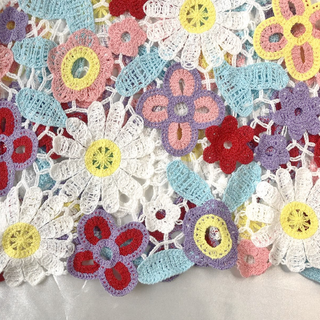 U neck flower applique knitted hollow out cami cut out top