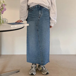 Denim long skirt