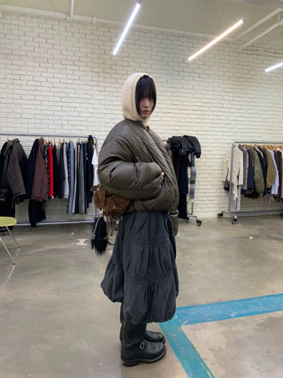 [NEVERSEEZ] Cropped Puffer Down Jacket