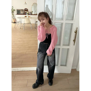 Wide denim pants