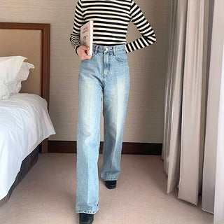 Washed denim pants