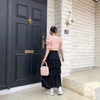 Can-can frill long skirt