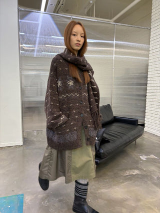 [NeverSeez] Fair Isle Wool Blend Cardigan