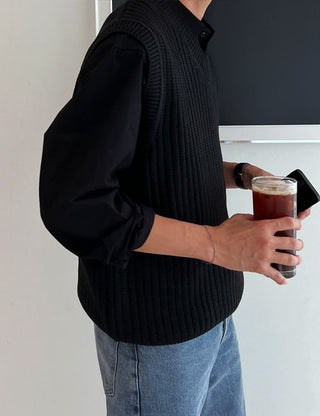 Nine V-neck Ribbed Vest (5 colors)