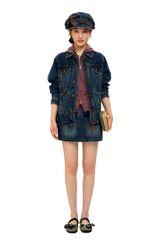 [Moromoro2] Washed Denim Fringe  Collection