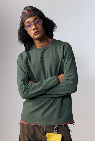 [Monterest] Waffle Knit Drop Shoulder Long Sleeve Tee