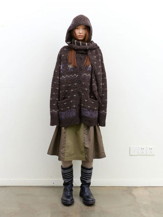 [NeverSeez] Fair Isle Wool Blend Cardigan