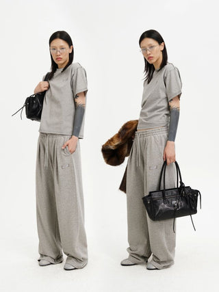 [MASONPRINCE] Cotton Pleated Wide Leg Sweatpants