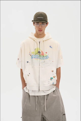[MASONPRINCE] Cotton Hooded Vest / Zip-Up Hoodie