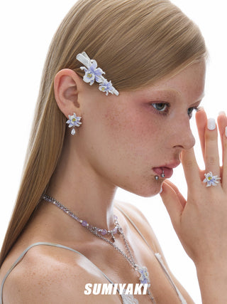 purple flower earrings