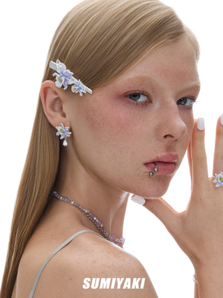 purple flower earrings