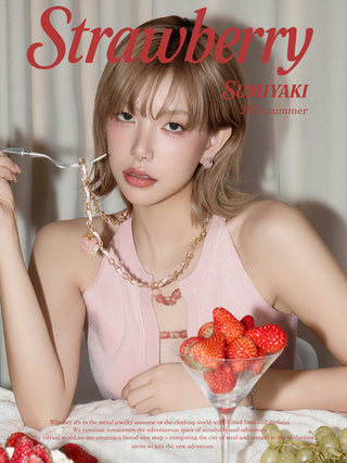 strawberry ribbon necklace