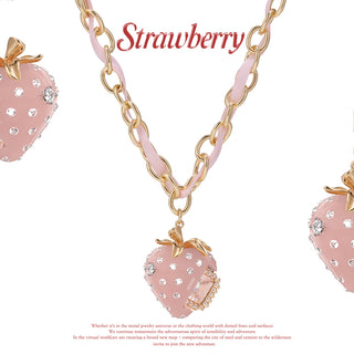 strawberry ribbon necklace